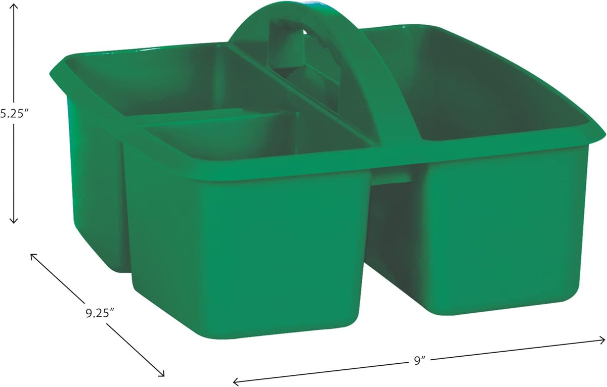 Teacher Created Resources Green Portable Plastic Storage Caddy 6-Pack for Classrooms, Kids Room, and Office Organization, 3 Compartment