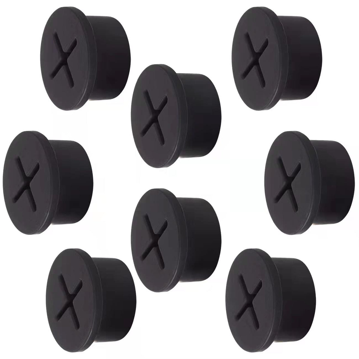Cable Cord Grommet 3/4 Inch Flexible Wire Rubber Grommets for Desk and Other Furnitures Wire Hole Cover Cable Management Wire Organizer Cable Pass Through (8 Pack), Black Color