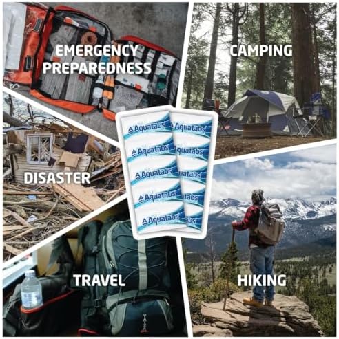 Aquatabs 49mg Water Purification Tablets, 100 Pack, Hiking & Camping