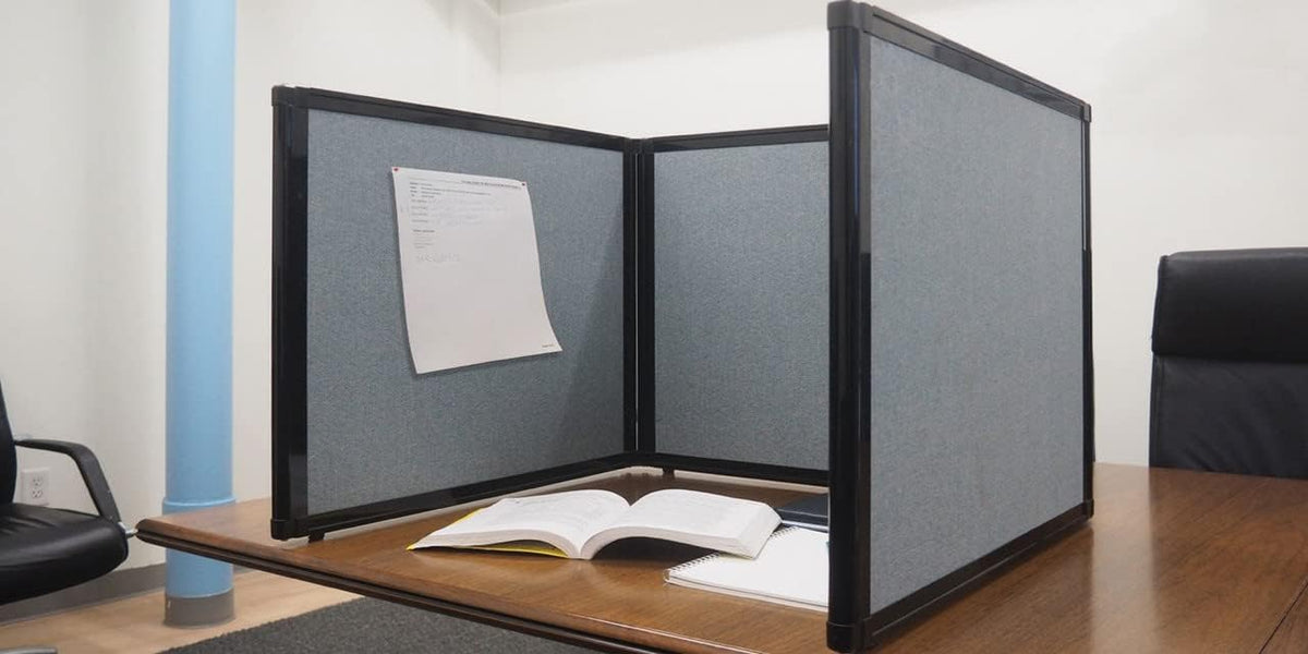 Versare Folding Tabletop Display | 3-Panel Partition | Lightweight Portable Workspace Divider | Blue Spruce 78" x 36"
