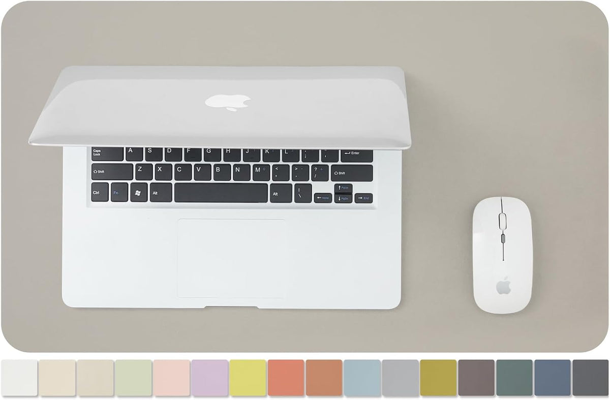 Leather Desk Mat - Small Non-Slip PU Desk Pad for Office and Home - Desk Organization and Accessories - Ideal for Large Mouse Pad and Small Desk Mats on Top of Desks (Light Gray,23.6"x 13.8")