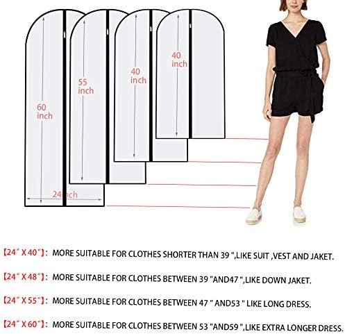 Garment Bags for Hanging Clothes 12 PCS Transparent Waterproof Dustproof