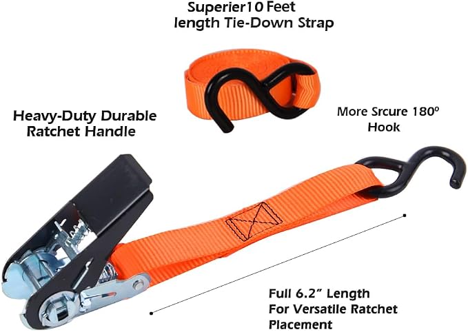 XSTRAP STANDARD Ratchet Tie Down Straps 4 Pk 10 Ft- 300 Lbs Load Cap- 900 Lbs