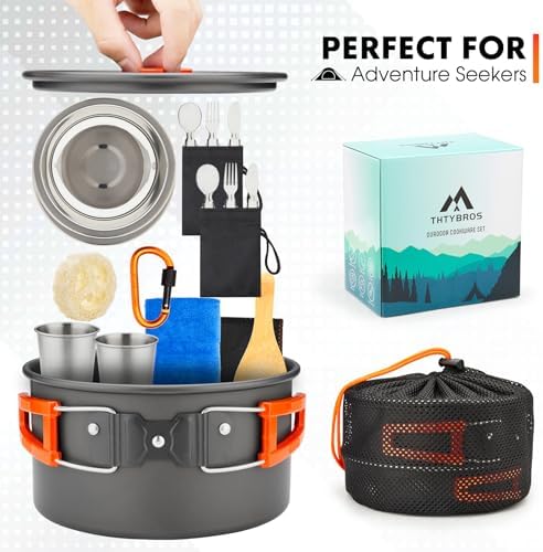 THTYBROS 17pcs Camping Cookware Mess Kit,for Camping,Backpacking,Picnic