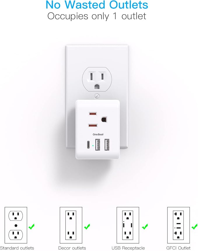 Multi Plug Outlet Extender, Power Strip Non Surge Protector Electric Outlet