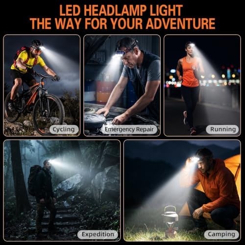 MIOISY Led Headlamp Rechargeable 2 Pack, Super Bright Headlight Flashlight