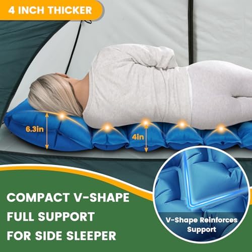 Sleeping Pad, Compact Sleeping Pad for Camping with Pillow Built-in Foot Pump, Inflatable Sleeping Mat for Travel Backpacking Hiking Sleeping Bag Tent, Outdoor Adventure Camp Gear | Inflatable Sleeping Mat for Travel, Backpacking, Hiking, Sleeping Bag,...