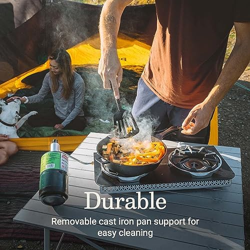 Coleman PEAK1 2-Burner Portable Camping Stove, Premium 20,000 BTUs Gas Stove with Adjustable Burners & Carry Case, Great for Camping, Tailgating, Grilling, BBQ, & More