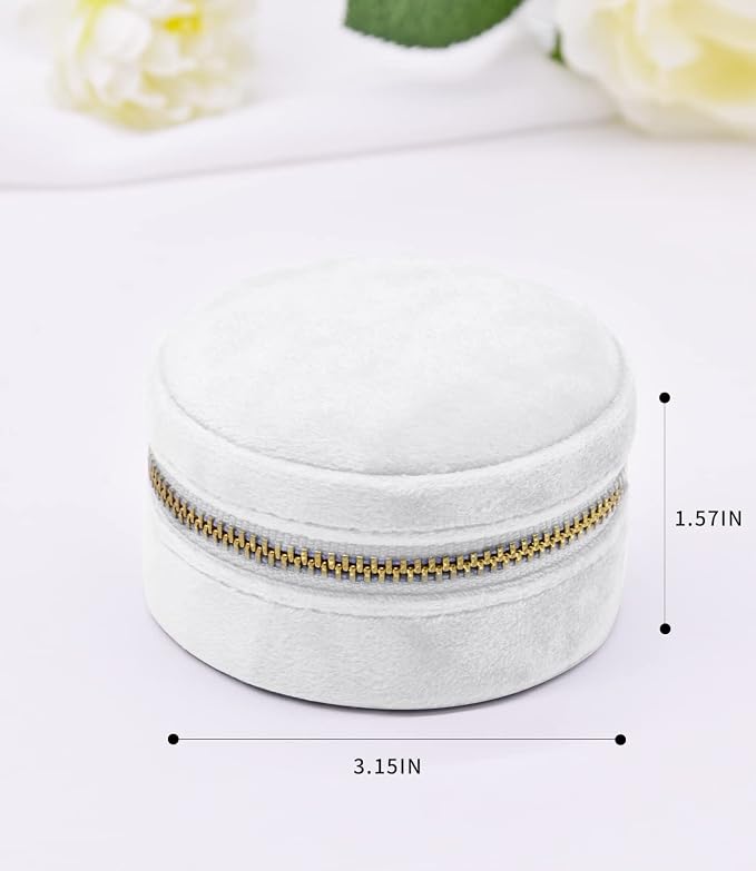 TAIMY Travel Jewelry Organizer, Small Round Velvet Travel Jewelry Case