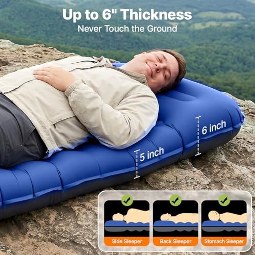 OGERY Sleeping Pad, Ultralight Inflating Camping Pad with 6" Extra-Thick
