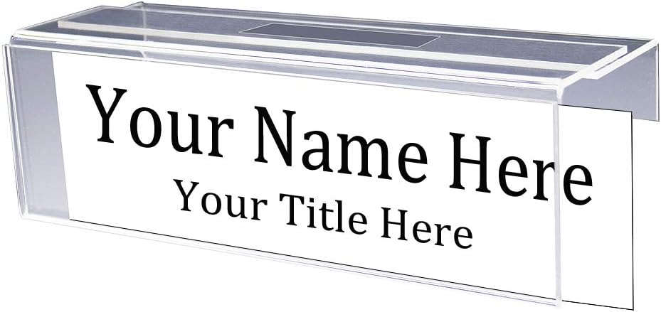 Adjustable Cubicle Name Plate Holders Single-Sided by Plastic Products Mfg - Expands from 2” up to 3” wide using our clear removable magic tape (15 Pack) - Cubicle Name Plates By Plastic Products Mfg.