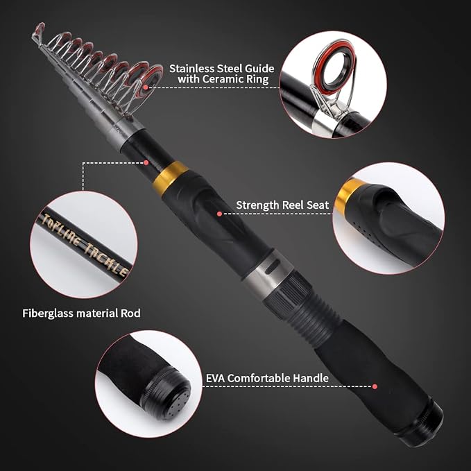 Collapsible Fishing Rod and Reel Combo, BalanZze Telescopic Fishing Rod