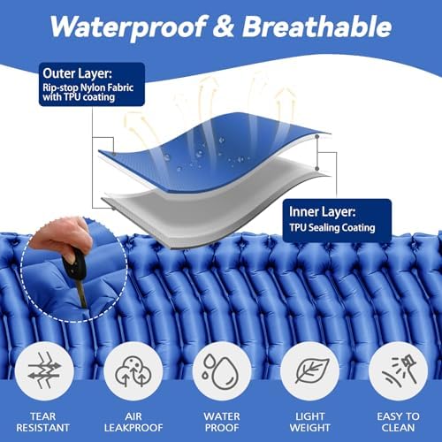 Ultralight Camping Sleeping Pad with Pillow & Built-in Foot Pump