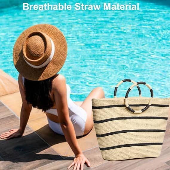 Beach Bags for Women Straw Tote Bag Summer Beach Bag Large Woven Straw Tote for