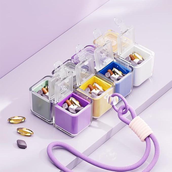 Travel Pill Organizer, Magnetic Cube Cute Pill Box, Pill Compact