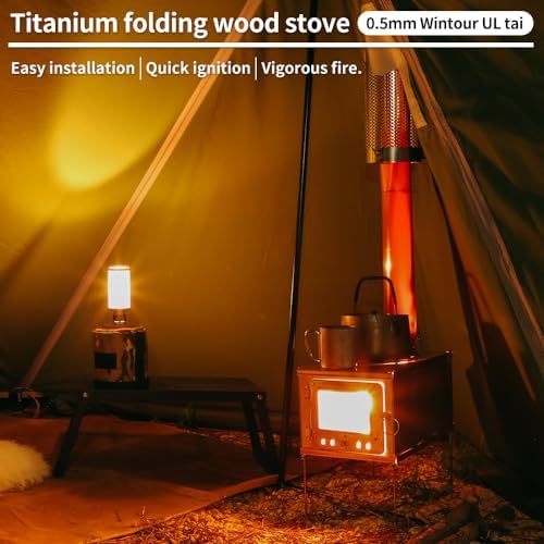 Soomloom foldable titanium wood-burning stove WintourULtai0.5mmlightweight compact durable portable folding wood burning outdoor camping hiking bushcraft ultralight cooking heatingfirewood stove