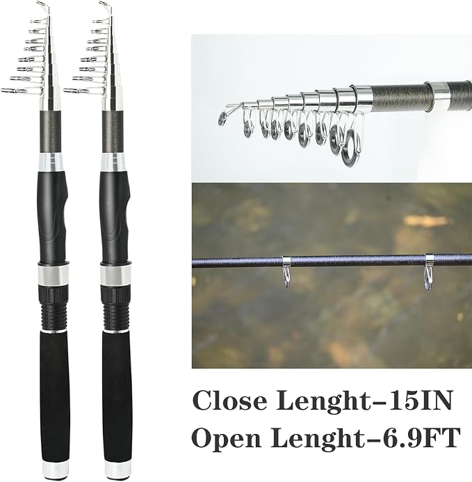 Fishing Pole Combo, Spinning Reels 170Pcs Worm Lure Kit Texas-Rigs-for-Bass