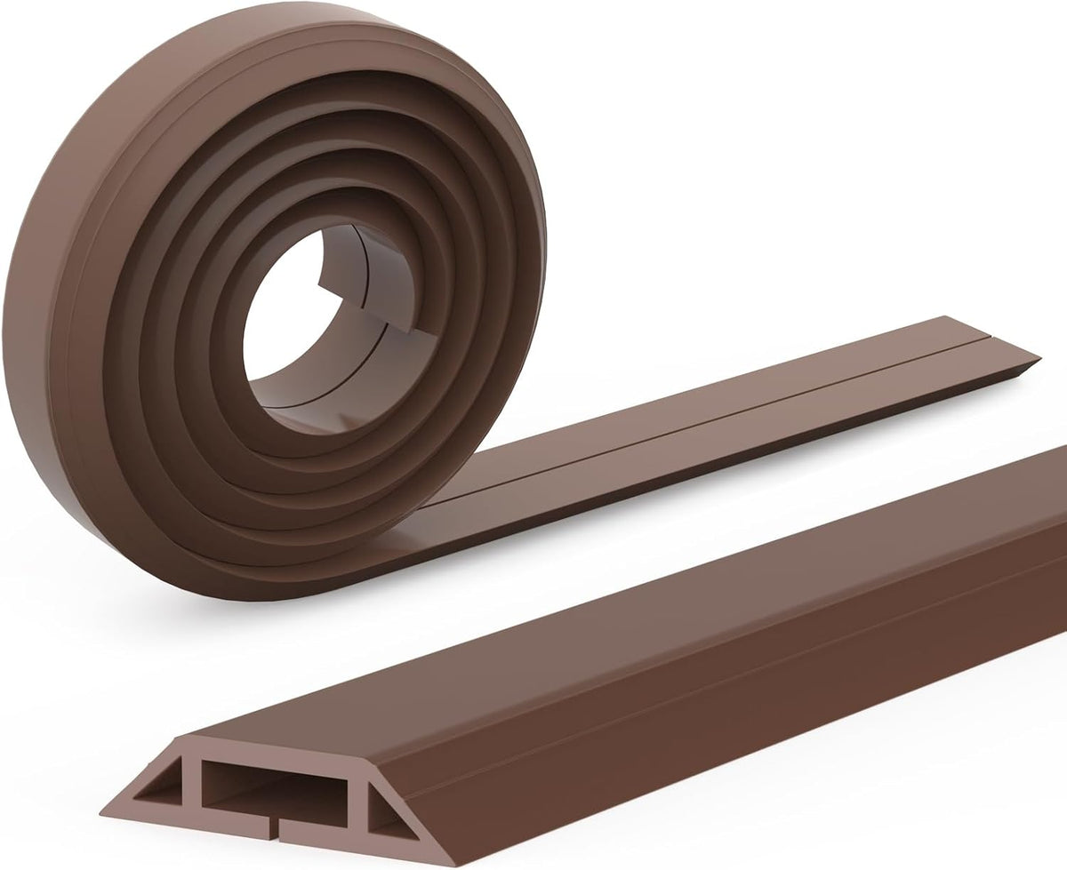 Eapele 6.5 ft Floor Cord Cover Heavy Duty Cable Protector, Cord Covers for Wires on Floor, Floor Cable Cover Easy to Unroll Prevent Trip Hazard for Home Office or Outdoor Settings (Brown)