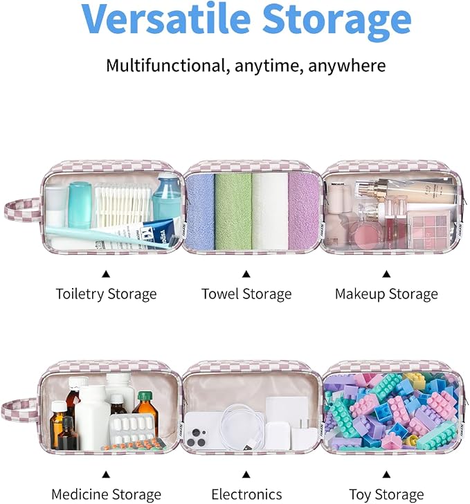 Narwey Clear Toiletry Bags for Traveling Women Men, Make Up Organizer, Skincare