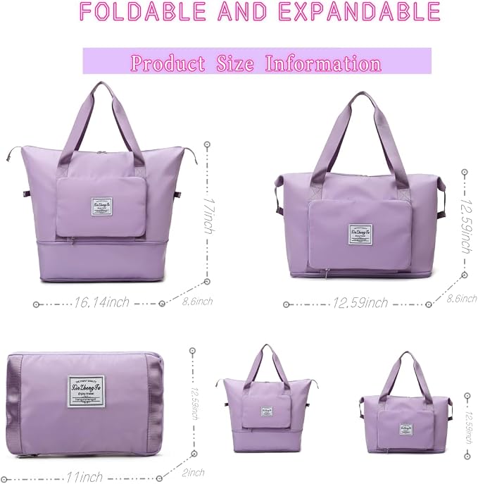 Large Capacity Foldable Travel Bag, Expandable lightweight Carry on Bag