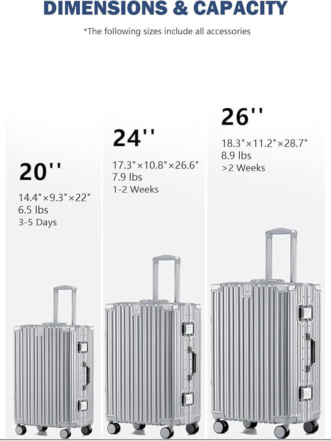 HotWay 20 Inch Aluminum Frame Carry On Luggage