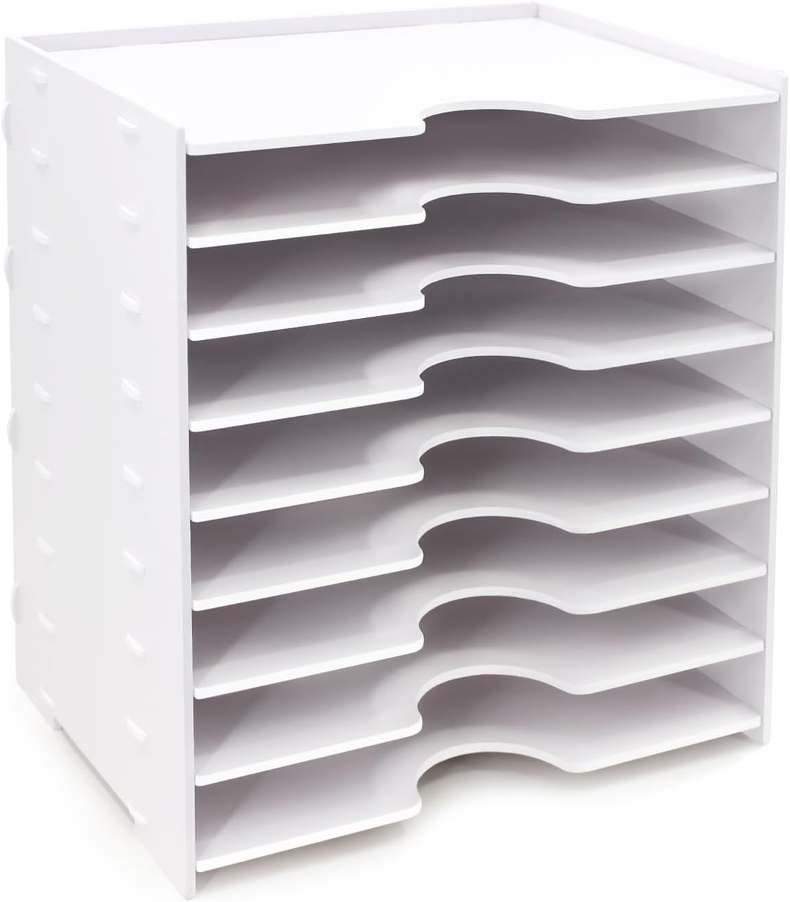 SONGWAY File Organizer for Desk - 9 Tier Wide Document Holder, Letter Mail Tray Storage Rack, File Sorter Organizer, Paper Storage Holder, Desktop Organizer for Home Office School, White