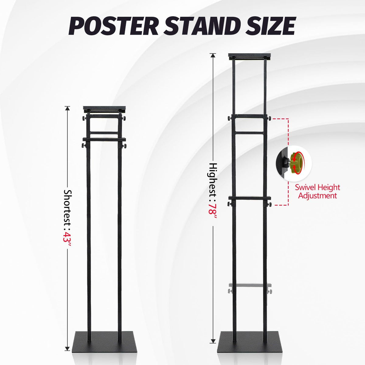Poster Stands for Display, Poster Sign Holder Floor Stand with Heavy Duty Pedestal, Adjustable Height Sign Holder, Height Up to 80 inch, Double-Sided Signage with Non-Slip Mat (3 Pack)