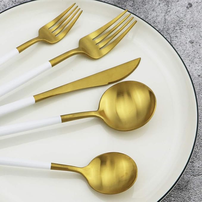 Gugrida 20-Piece 18/10 Stainless Steel Flatware Silverware, Luxury Dinnerware
