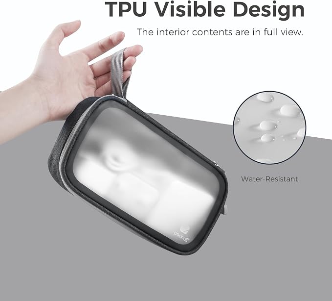 pack all Clear Electronic Organizer, TPU Cable Organizer Bag, Compact Cord