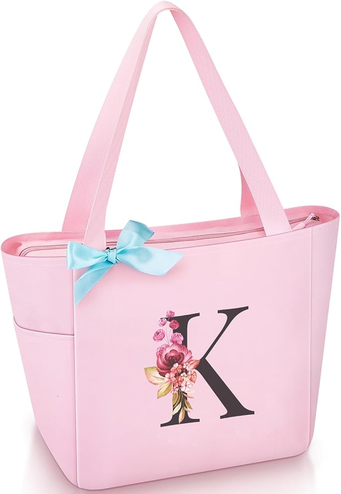 Vavabox Tote Bag, A-Z Initial Monogrammed Waterproof Tote Bag, Bridesmaid Gifts