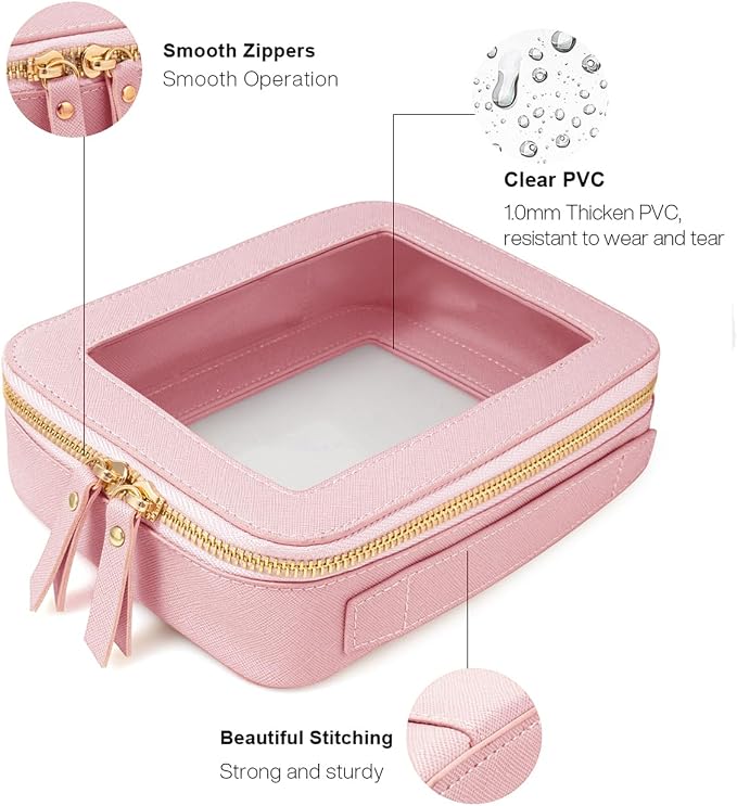 Travel Clear Makeup Bag Set, TSA Approved Cosmetic Bag Case