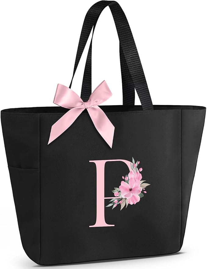 Vavabox Tote Bag, A-Z Initial Monogrammed Waterproof Tote Bag, Bridesmaid Gifts