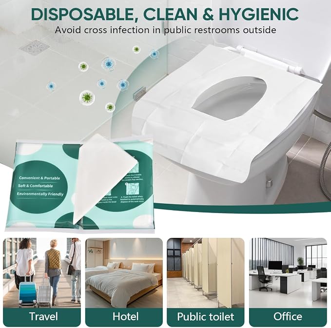 120 Pcs Disposable Flushable Paper Toilet Seat Covers Travel Supplies Essentials
