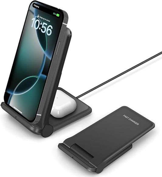 25W Wireless ChargerFoldable 2 in 1 Wireless Charging Station for Apple iPhone 16/16 Pro/15/14/13/12/11/Plus/SE/X/AirpodsPDKUAI 15W Fast Dual Wireless Induction Charge Stand for Samsung/LG