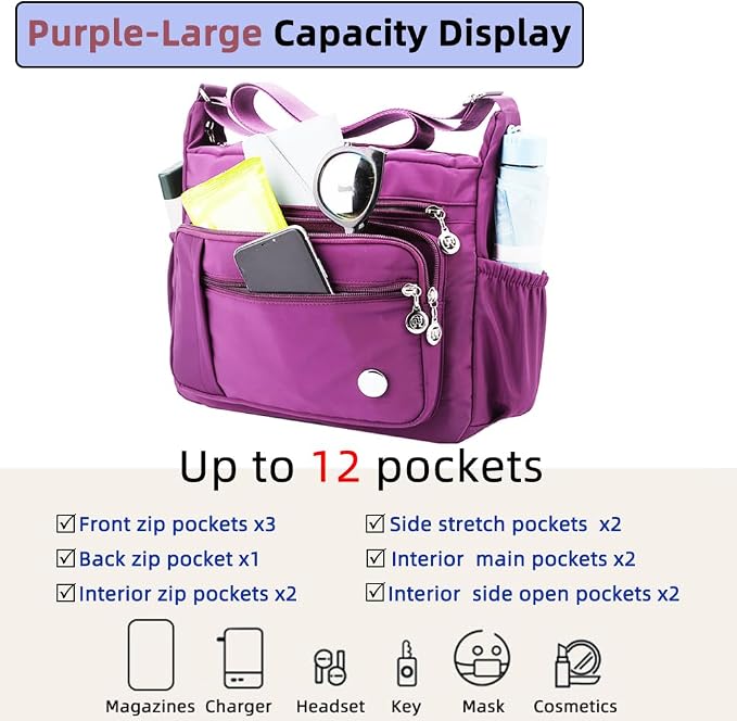 MINTEGRA Women Shoulder Handbag Roomy Multiple Pockets Bag Ladies Crossbody