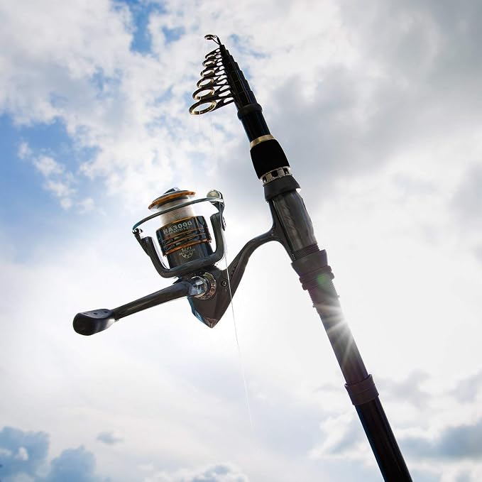 PLUSINNO Fishing Rod, Telescopic Fishing Rod and Reel Combo, Collapsible Travel