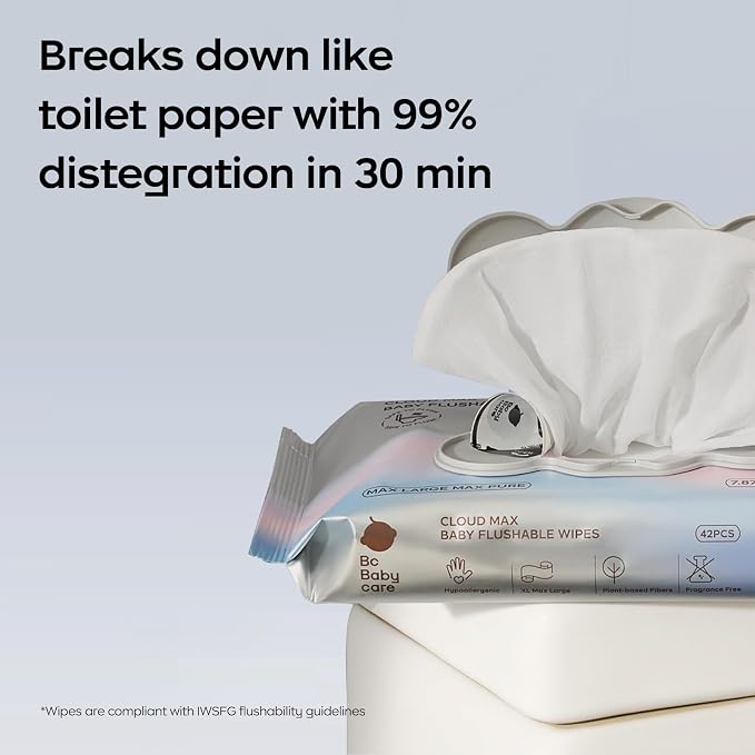 Bc Babycare Flushable Wipes, Hypoallergenic