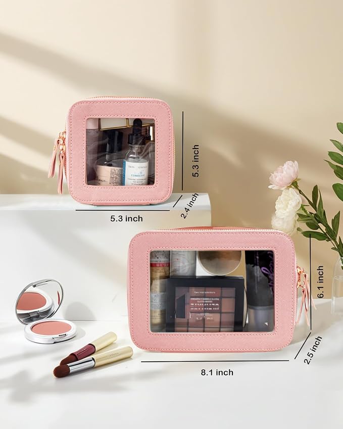 Travel Clear Makeup Bag Set, TSA Approved Cosmetic Bag Case
