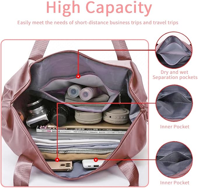 Large Capacity Foldable Travel Bag Expandable Portable Carry on Bag Dry&Wet