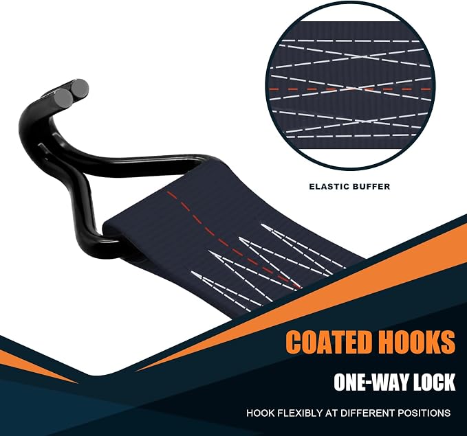 6 Pack 2 inch Ratchet Straps Heavy Duty J Hook 2 in x 15ft