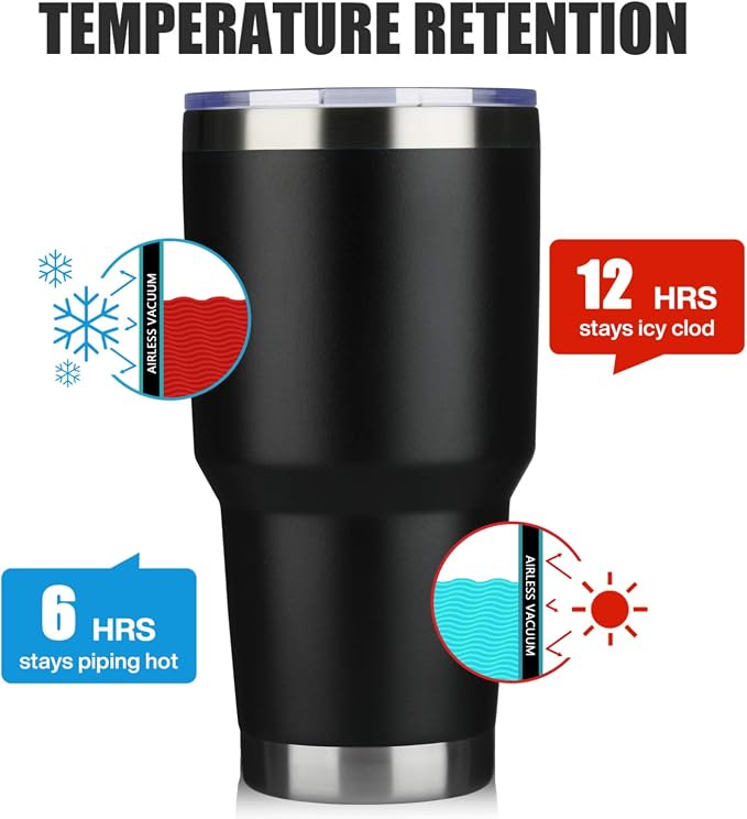 MEWAY 30oz Insulated Tumbler With Lids and Straws,Stainless Steel Double Vacuum Coffee Tumbler Cup, Brush, Durable Powder Coated Coffee Cup for Cold & Hot Drinks, Office, Travel(mixture,12 PACK)