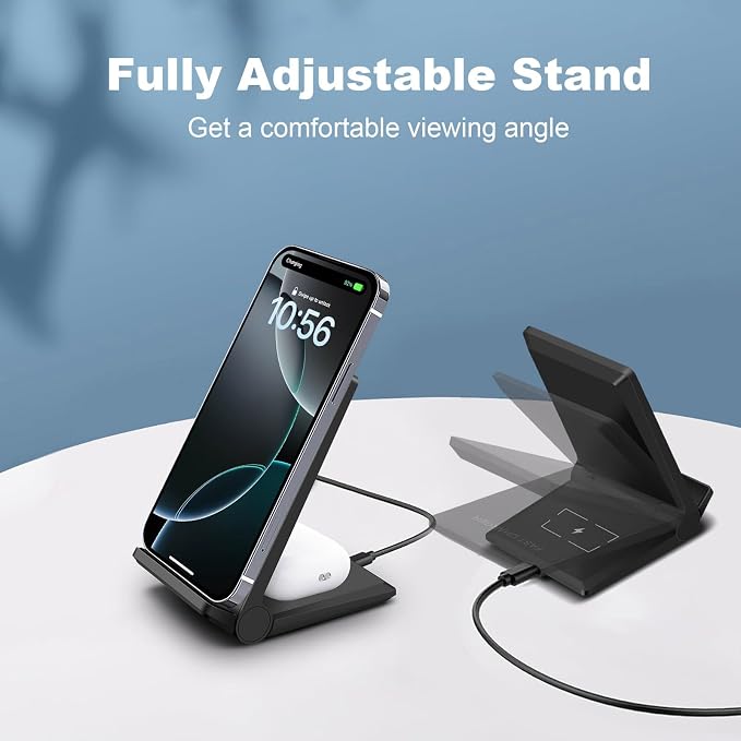 25W Wireless ChargerFoldable 2 in 1 Wireless Charging Station for Apple iPhone 16/16 Pro/15/14/13/12/11/Plus/SE/X/AirpodsPDKUAI 15W Fast Dual Wireless Induction Charge Stand for Samsung/LG