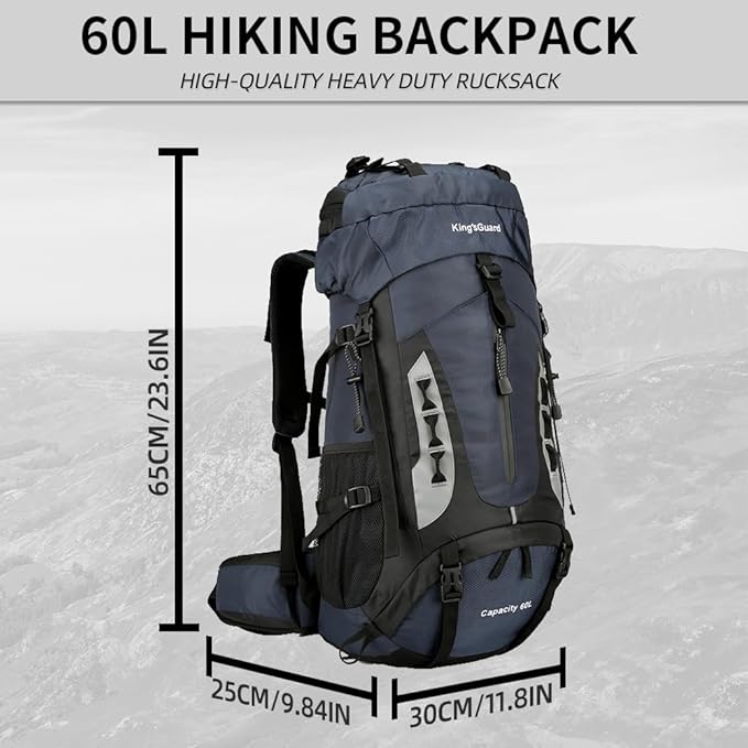 King'sGuard 60L Hiking Backpack Large Waterproof Camping Backpack