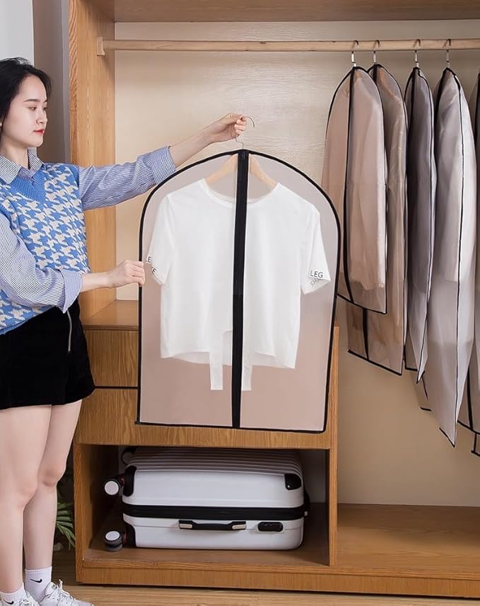 Garment Bags for Hanging Clothes 12 PCS Transparent Waterproof Dustproof