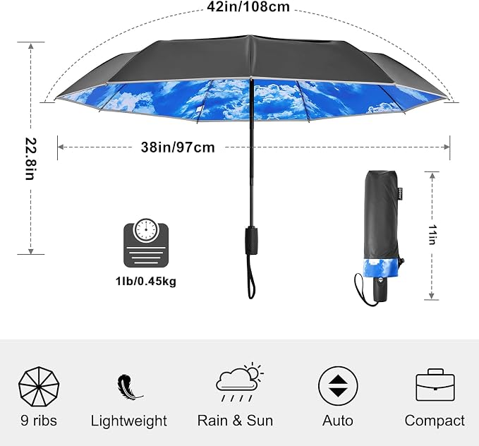 G4Free 42 Inch Eco Windproof Folding Umbrella