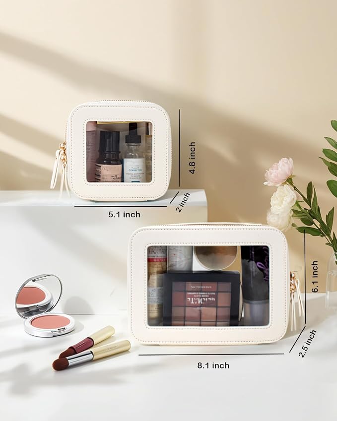 Travel Clear Makeup Bag Set, TSA Approved Cosmetic Bag Case