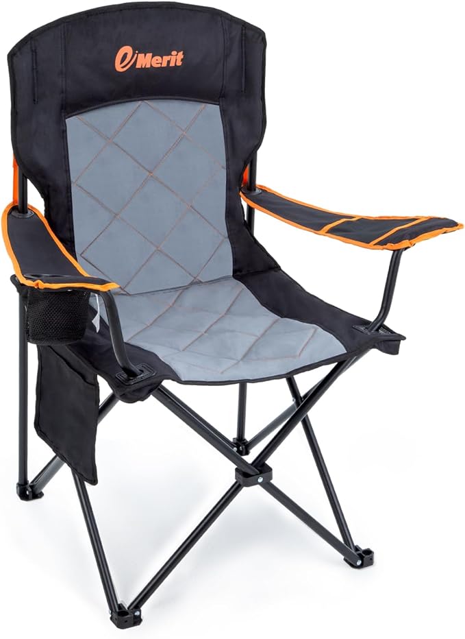 EMERIT Oversized Padded Camping Chair, 350LB Heavy Duty Quad Fold Chair