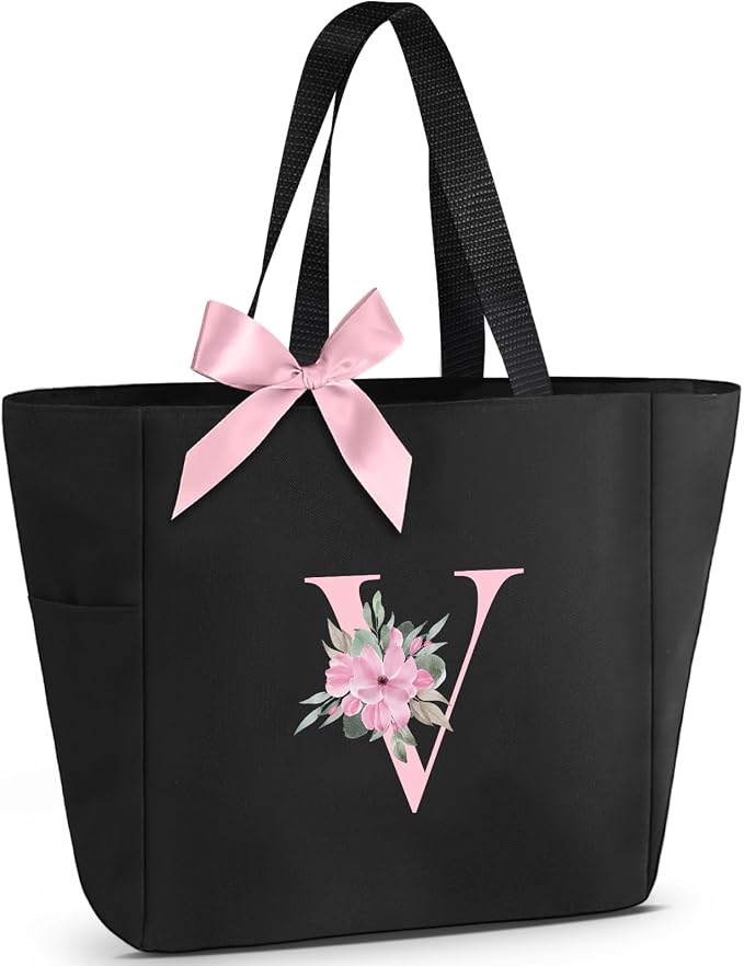 Vavabox Tote Bag, A-Z Initial Monogrammed Waterproof Tote Bag, Bridesmaid Gifts