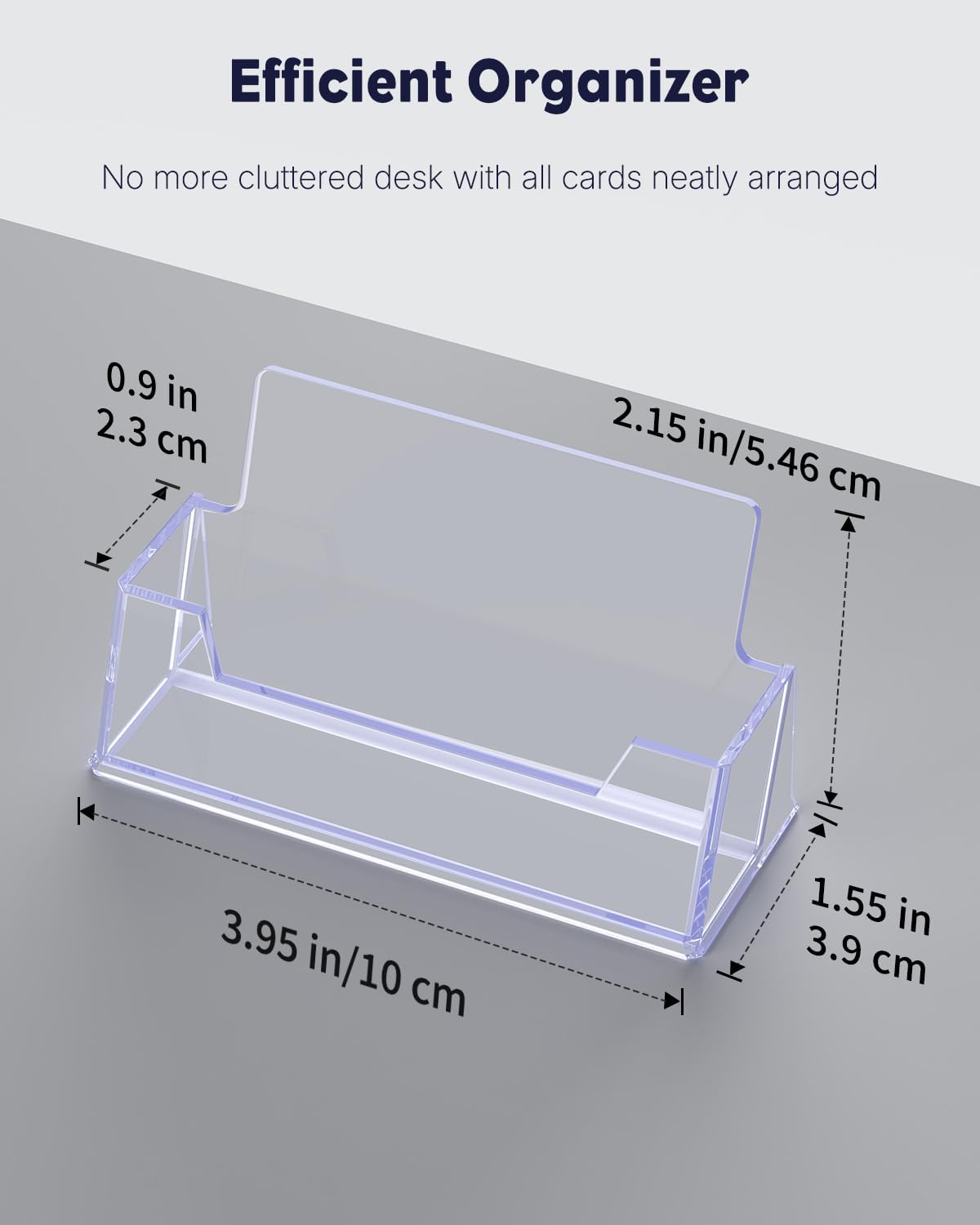 Uniclife 2 Pack Acrylic Business Card Holder for Desk 1 Slot Clear Business Card Display Stand for Men & Women Desktop Business Card Organizer Card Stand for Office Home Exhibition, 60 Card Capacity