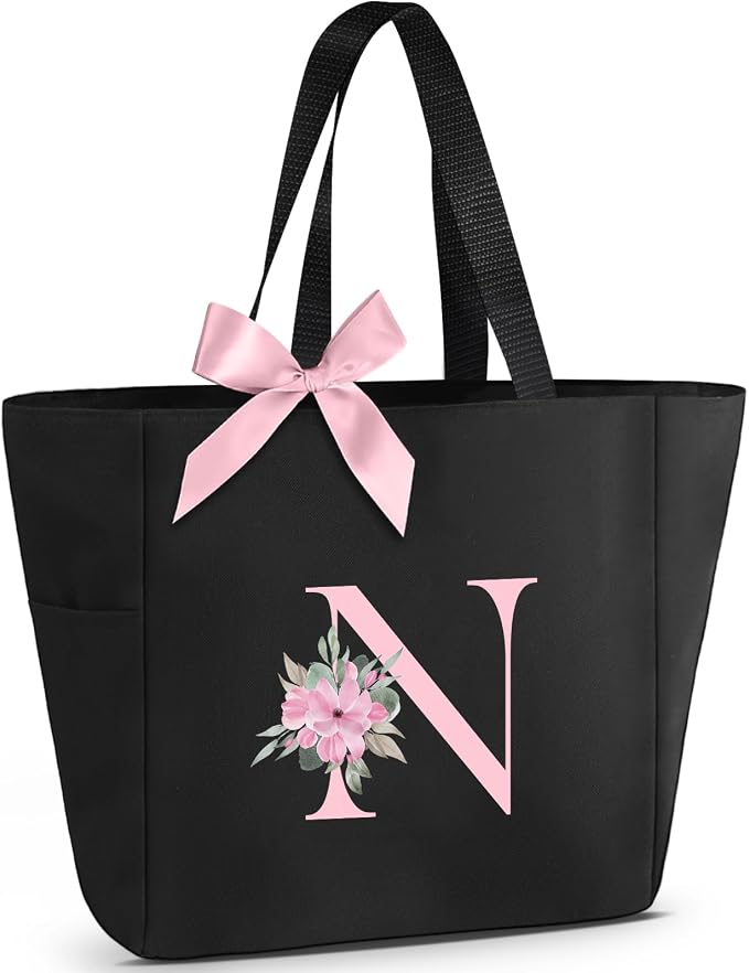 Vavabox Tote Bag, A-Z Initial Monogrammed Waterproof Tote Bag, Bridesmaid Gifts